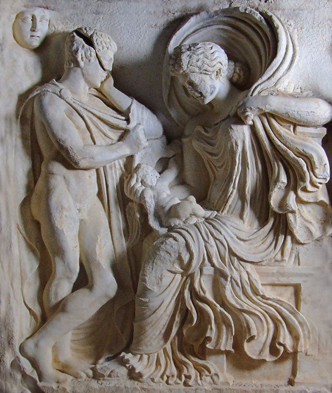 Aphrodisias Sebasteionu'nda yer alan Aphrodite ve Ankhises Rölyefi